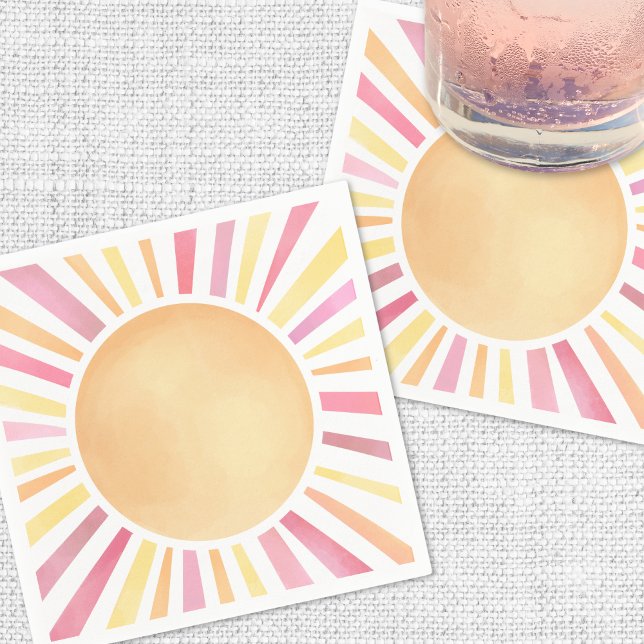 Sonnenschein Rosa Sonne Serviette (Sunshine Pink Sun Napkins)