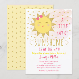 Sonnenschein-Rosa- und Golddusche Einladung