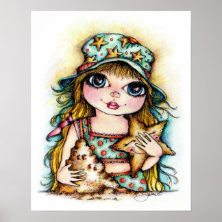 Sonnenschein, Sandburg und Starfish Poster