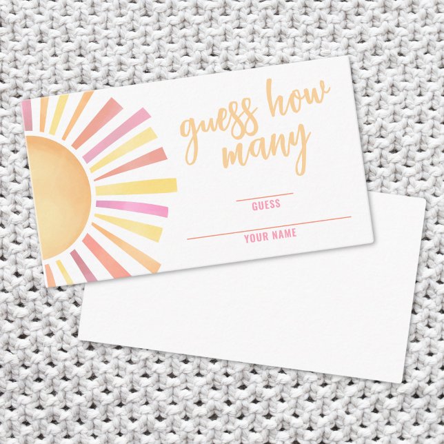 Sonnenschein schätzen, wie viele Sun Girl Baby Dus Begleitkarte (Sunshine Guess How Many Sun Girl Baby Shower Enclosure Card)