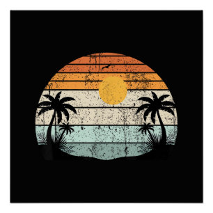 Sonnenschein Sommer Stimmung Palmen Strand Retro T Poster