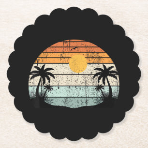 Sonnenschein Sommer Stimmung Palmen Strand Retro T Untersetzer