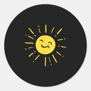 Sonnenschein Sonne Lächelnd Süß Liebevoller Sommer Runder Aufkleber