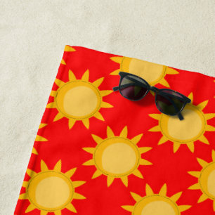 Sonnenschein-Sonnendesign auf Rot Strandtuch