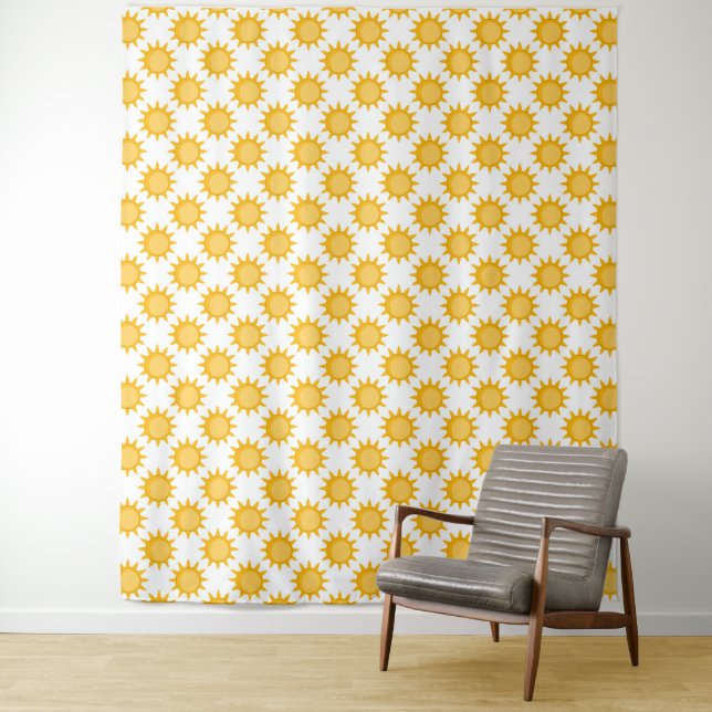 Sonnenschein-Sonnendesign auf Weiß Wandteppich (Beispiel)