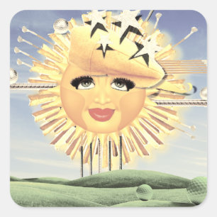 SONNENSCHEIN SONNENGOLF! QUADRATISCHER AUFKLEBER