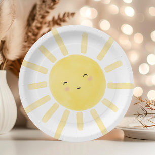 Sonnenschein, sonnenminimalistische Geburtstagspar Pappteller