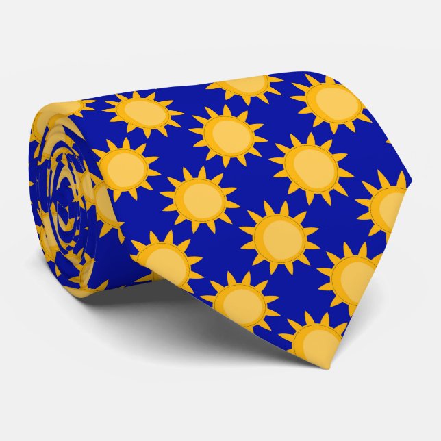 Sonnenschein-Sonnenmuster-Design auf Blau  Krawatte (Gerollt)