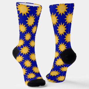 Sonnenschein-Sonnenmuster-Design auf Blau Socken
