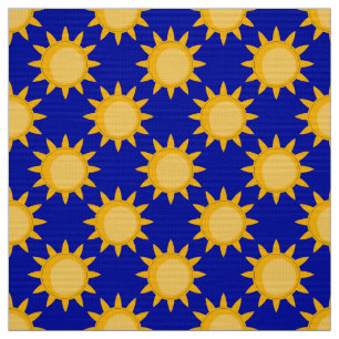 Sonnenschein-Sonnenmuster-Design auf Blau Stoff