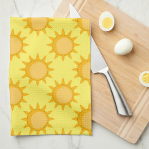 Sonnenschein-Sonnenmuster-Design auf Gelb Geschirrtuch