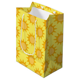 Sonnenschein-Sonnenmuster-Design auf Gelb Mittlere Geschenktüte
