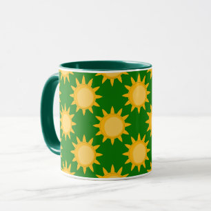 Sonnenschein-Sonnenmuster-Design auf Grün Tasse