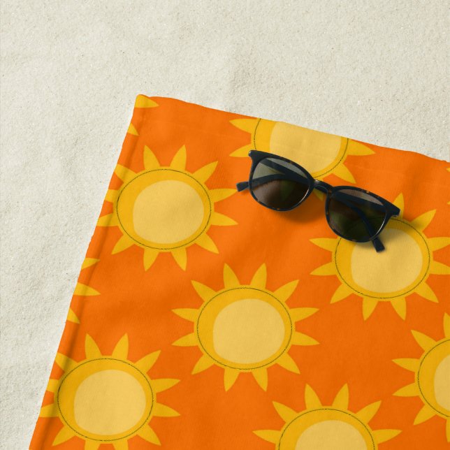 Sonnenschein-Sonnenmuster-Design auf Orange Strandtuch (Beispiel)