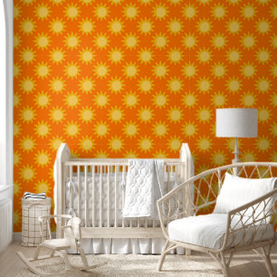 Sonnenschein-Sonnenmuster-Design auf Orange Tapete