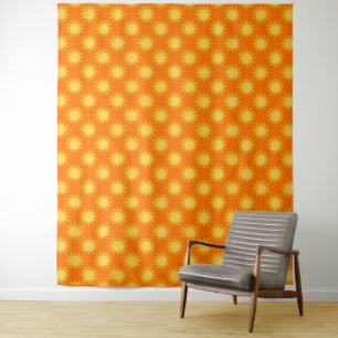 Sonnenschein-Sonnenmuster-Design auf Orange Wandteppich