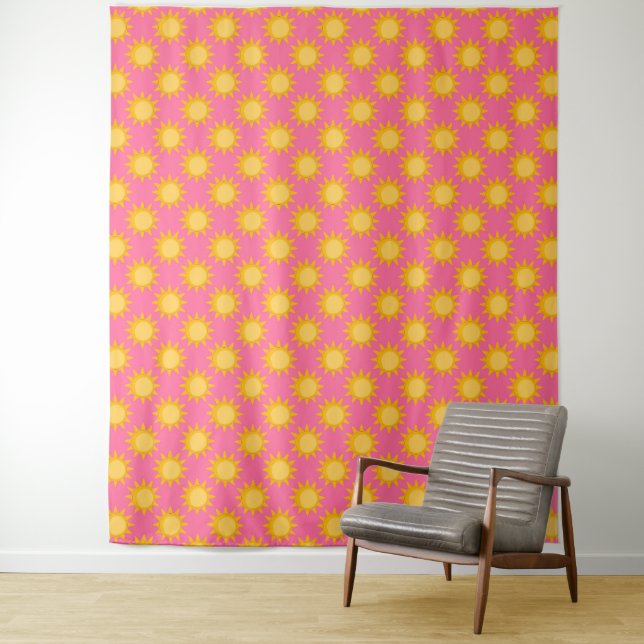 Sonnenschein-Sonnenmuster-Design auf Rosa Wandteppich (Beispiel)