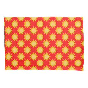 Sonnenschein-Sonnenmuster-Design auf Rot Kissenbezug
