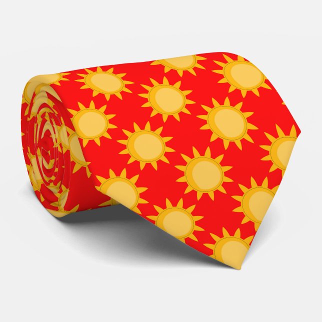 Sonnenschein-Sonnenmuster-Design auf Rot Krawatte (Gerollt)
