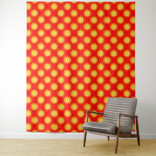 Sonnenschein-Sonnenmuster-Design auf Rot Wandteppich