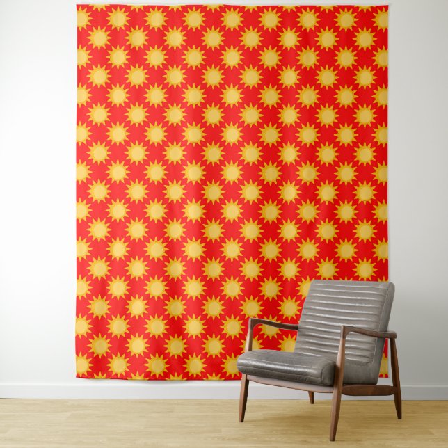 Sonnenschein-Sonnenmuster-Design auf Rot Wandteppich (Beispiel)