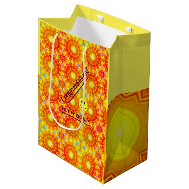 Sonnenschein-Spaß-Feier Mittlere Geschenktüte (Vorderseite Schrägansicht)