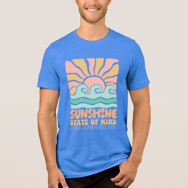 Sonnenschein Staat von Mind Retro Sun & Waves Graf Tri-Blend Shirt (Vorderseite)
