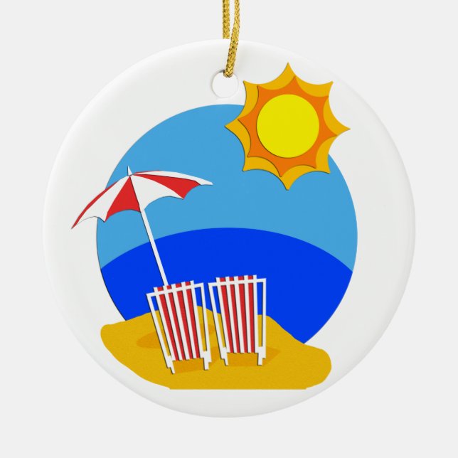 Sonnenschein-Strand-Tag Keramikornament (Vorne)