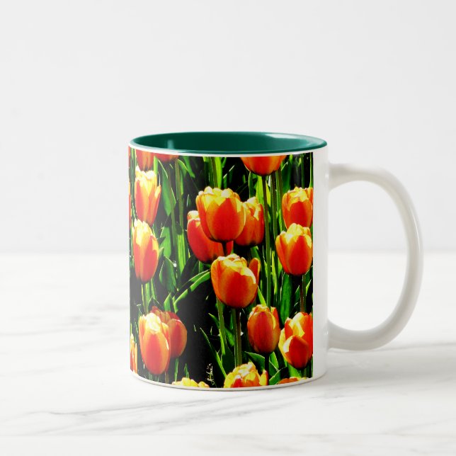 Sonnenschein-Tulpen Zweifarbige Tasse (Rechts)