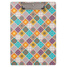 Sonnenschein-Türkis-Mandala-Fliesenmuster Klemmbrett