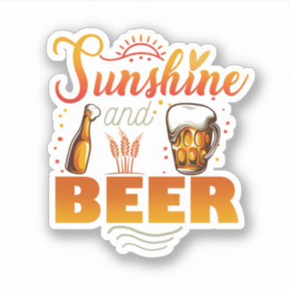 Sonnenschein und Bier Funny Beach Sommerurlaub Aufkleber