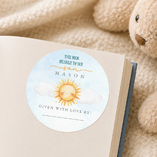 Sonnenschein und Blaue Himmel Baby-Exlibris-Aufkle Runder Aufkleber