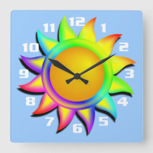 Sonnenschein und Blauer Himmel Quadratische Wanduhr