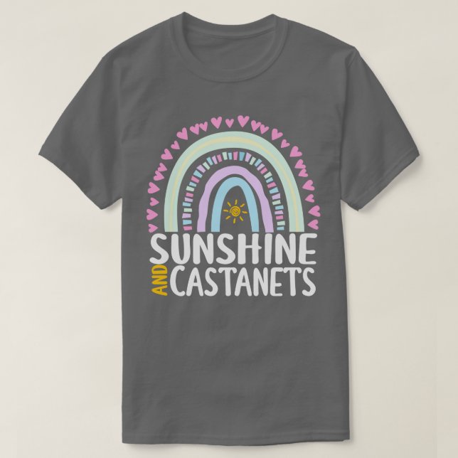 Sonnenschein und Castanets Niedliches Regenbogenge T-Shirt (Design vorne)