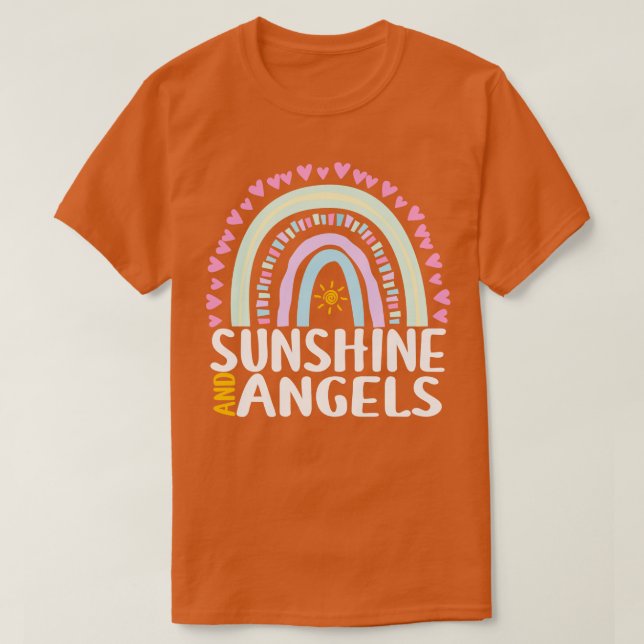 Sonnenschein und Engel Niedliches Regenbogengesche T-Shirt (Design vorne)
