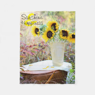 Sonnenschein und Glück Sonnenblumen Fleecedecke