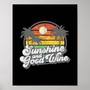 Sonnenschein Und Guter Wein Strand Retro 70er Vint Poster