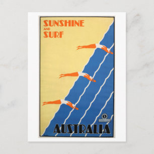 Sonnenschein und Surfen Australien - Vintage Reise Postkarte
