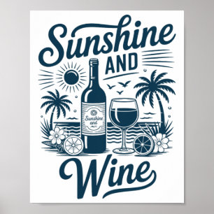 Sonnenschein und Wein Strand Retro 70er Jahre Vint Poster