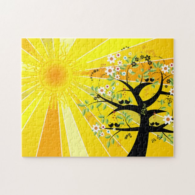 Sonnenschein und Whimsikaler Baum Puzzle (Horizontal)