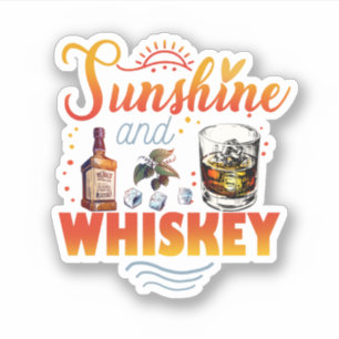 Sonnenschein und Whiskey Funny Beach Sommerurlaub Aufkleber