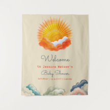 Sonnenschein und Wolken Gelb Grau Retro Babyparty