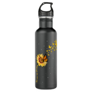 Sonnenschein Vintage Sonnenblume mit Schmetterling Edelstahlflasche