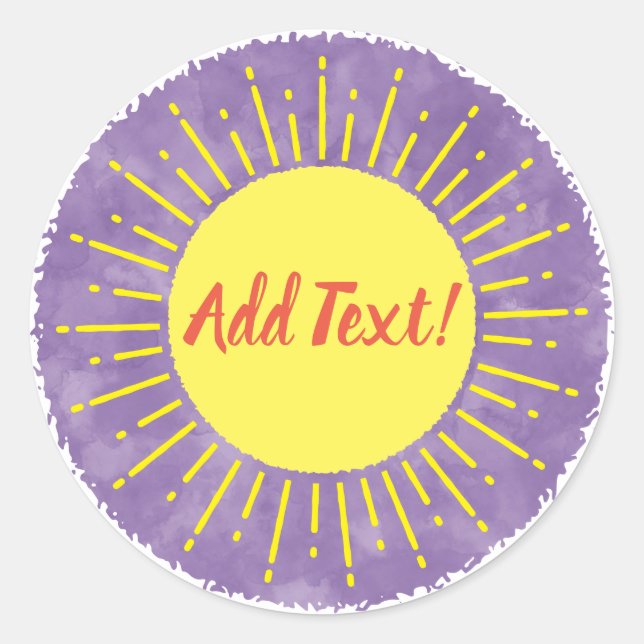 Sonnenschein Wasserfarbe Babydusche im Hintergrund Runder Aufkleber (Vorderseite)