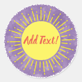 Sonnenschein Wasserfarbe Babydusche im Hintergrund Runder Aufkleber