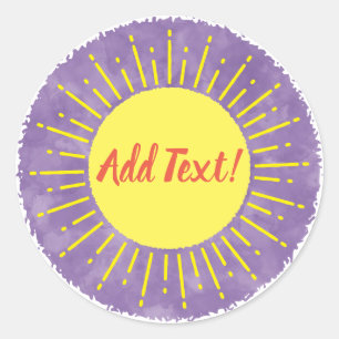 Sonnenschein Wasserfarbe Babydusche im Hintergrund Runder Aufkleber