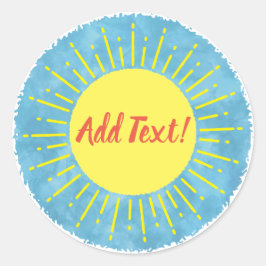 Sonnenschein Wasserfarbe Babydusche im Hintergrund Runder Aufkleber