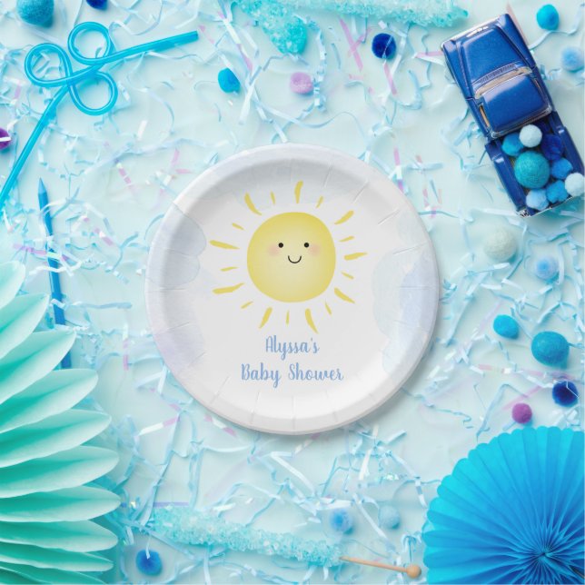 Sonnenschein Wolken Blue Boy Baby Dusche Pappteller (Party)