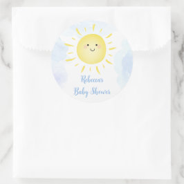 Sonnenschein Wolken Blue Boy Baby Dusche Runder Aufkleber