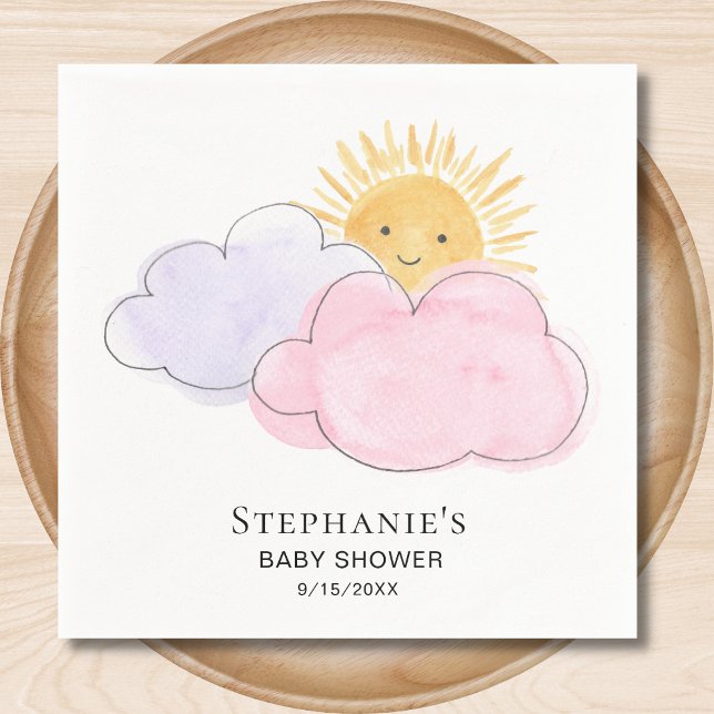 Sonnenschein Wolken Pink Girl's Baby Dusche Serviette (Von Creator hochgeladen)